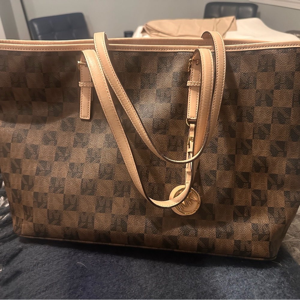 Michael Kors Signature Checkered Brown Tote